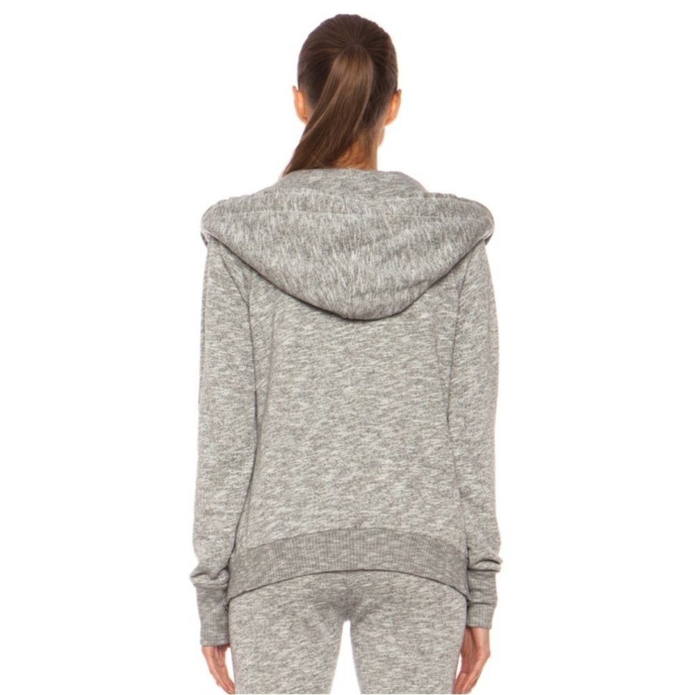 NSF Heather Gray Zip Hoodie Petite Small Made USA Minimalist Luxe Athleisure - Picture 4 of 10